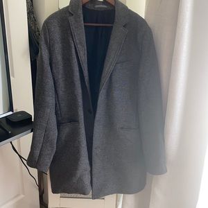 Herringbone gray and black thick men’s pea coat